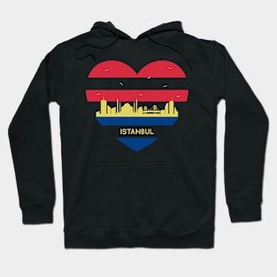 Turkey Skyline cityscape Heart Shape Birds Flying Istanbul Hoodie